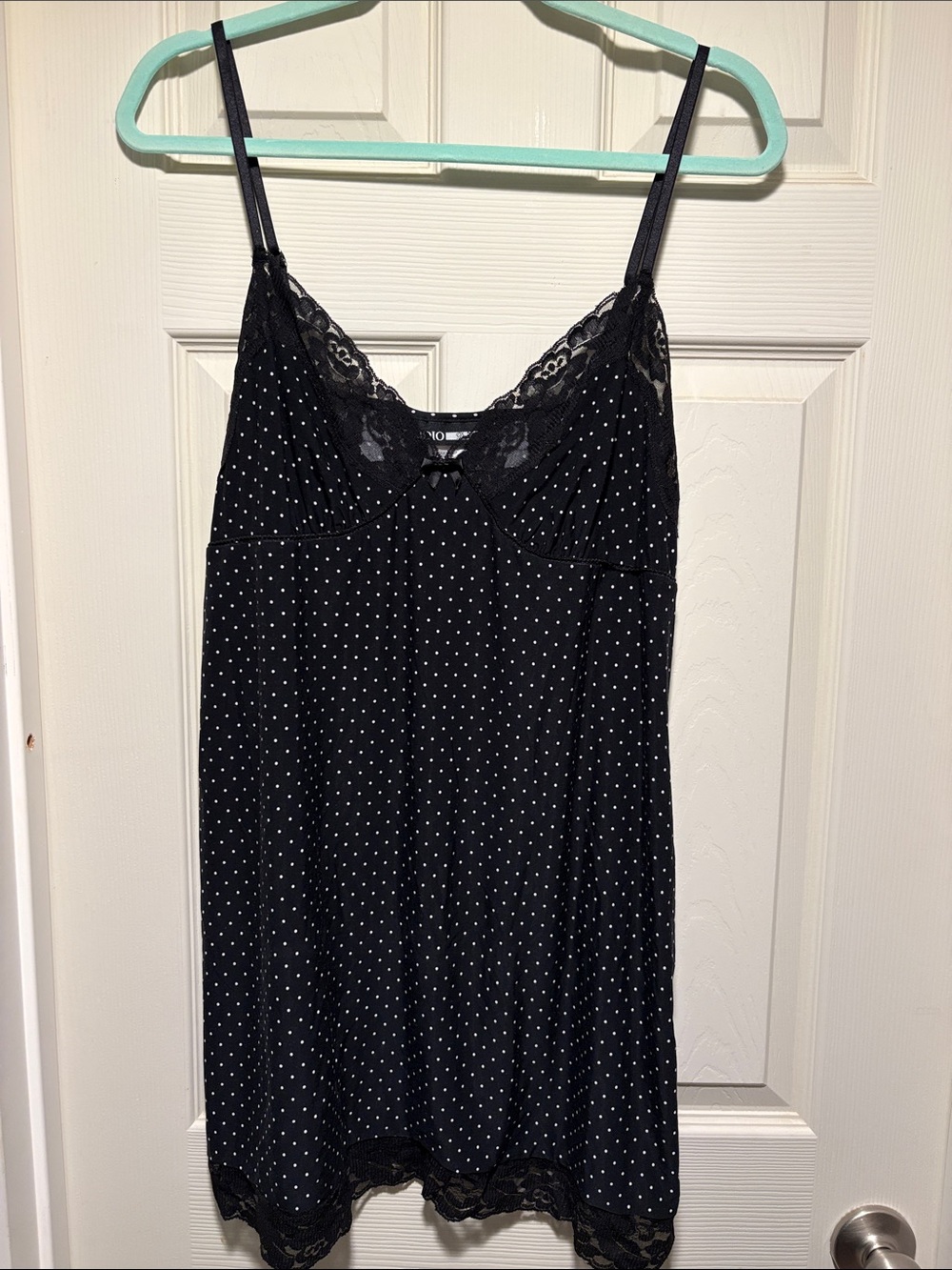 Black Polka Dot Lace-Trim Sleep Slip